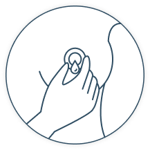 Hand applying cream to nipple icon
