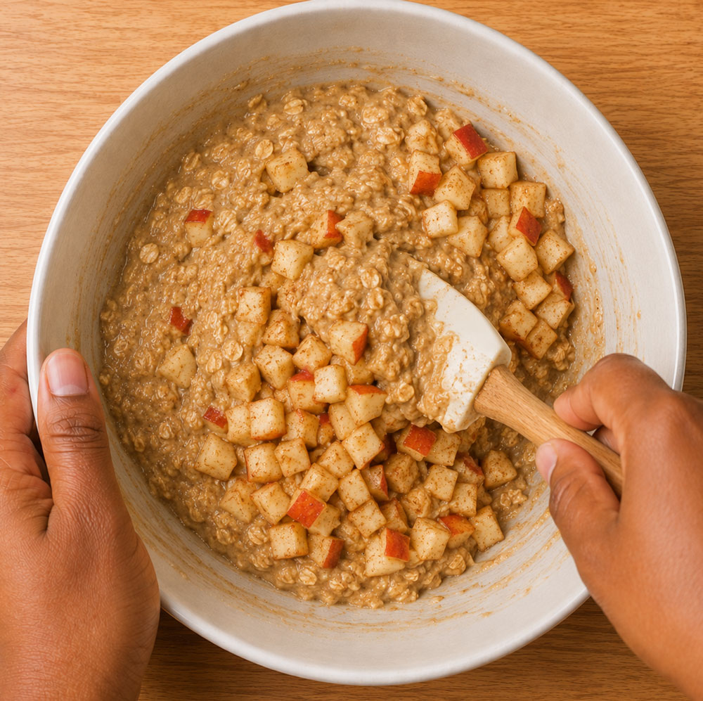 Folding-diced-apples-into-oat-muffin-batter
