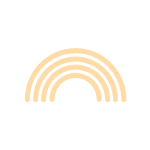 Pastel yellow rainbow on white background