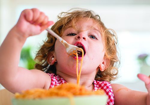 baby girl eatting food