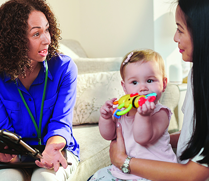 mom baby meeting with doctor